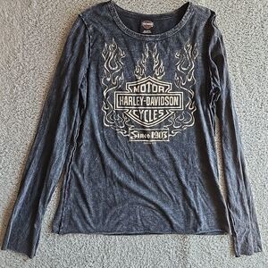 Harley Davidson Shirt Lightweight Cotton Rough Edges Y2k Womens M/L 2006 HD